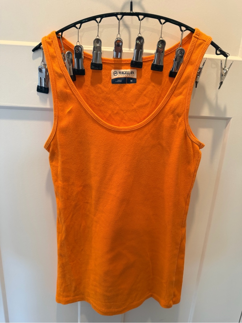 Magellan Outdoors Orange Ribbed Cotton Stretch Tank Top Medium